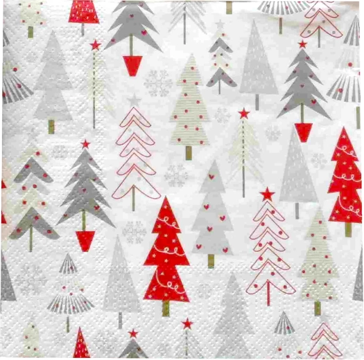 Christmas napkins with little trees, 3-ply, 33 × 33 cm