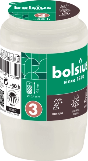 Пълнител за гробищен фенер Bolsius 50 ч бял