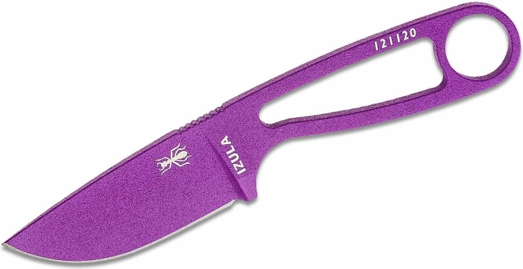ESEE Izula – purple neck knife made of carbon steel with white sheath