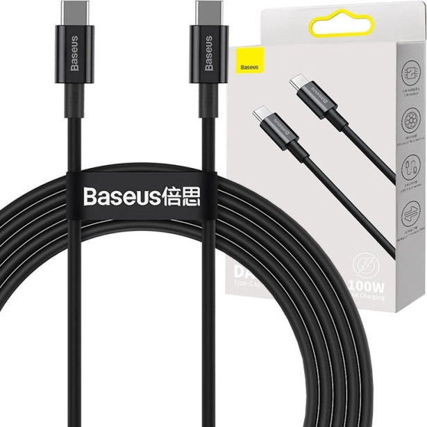 Кабел BASEUS Superior USB‑C към USB‑C 100 W, 2 m, черен