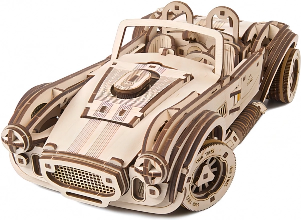 Ugears 3D дървен механичен пъзел дрift състезателна кола Cobra