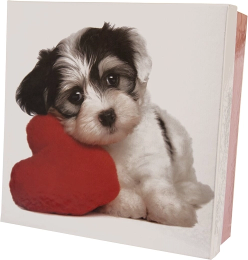 Подаръчна хартиена кутия DOG бяло-червена 22 × 22 × 8 cm
