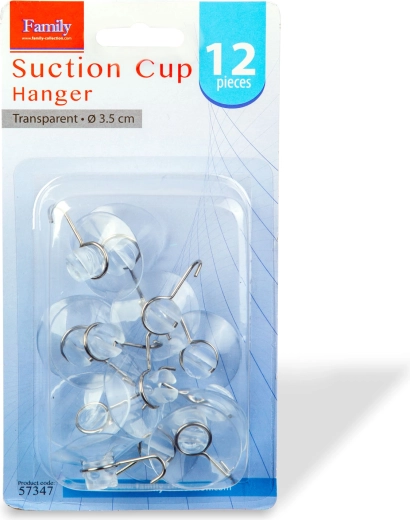Transparent suction cup hook 3.5 cm, set of 12