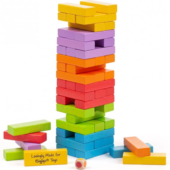Цветна нестабилна кула BIGJIGS TOYS
