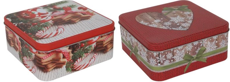 Кутия за коледни сладки 15 × 15 × 7 см – микс от коледни мотиви