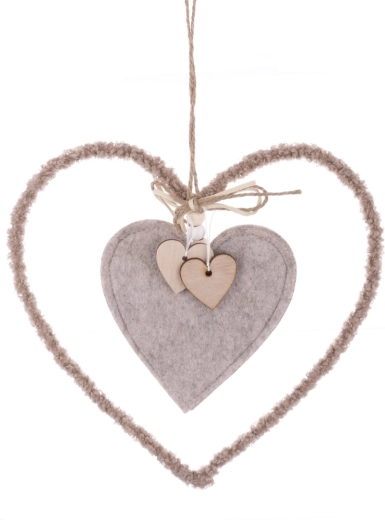 Hanging Fabric Heart – Brown
