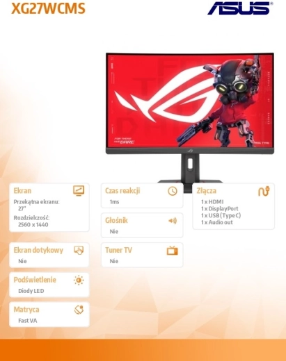 Monitor 27" ROG FHD 280 Hz HDMI