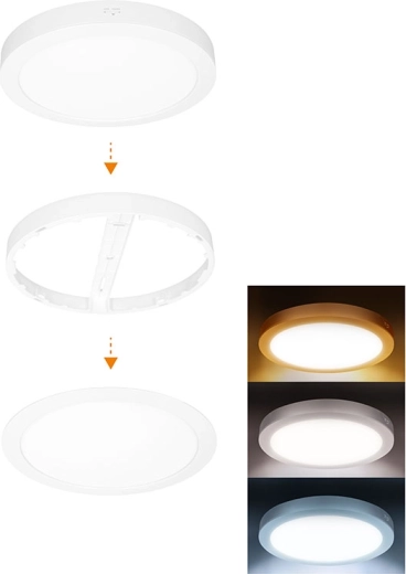 Solight LED mini bathroom panel 2-in-1 3CCT 24 W IP54 white round