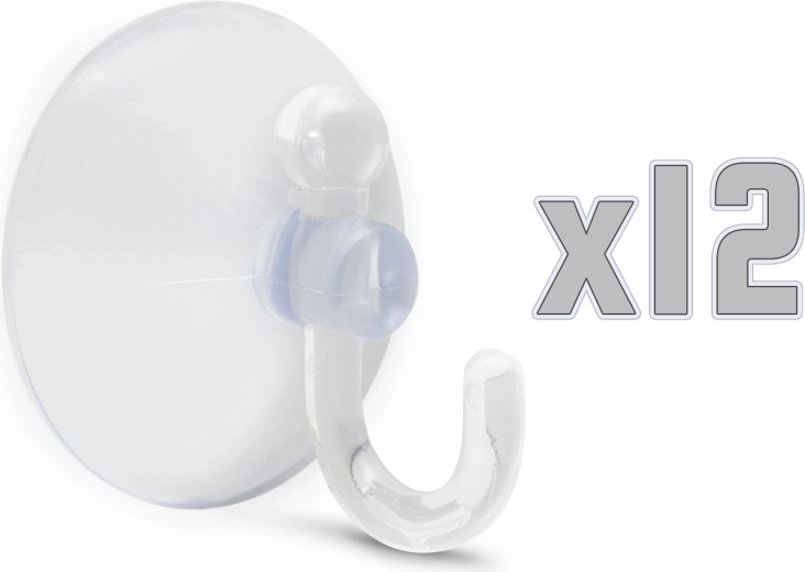 Wall-Mounted Suction Cup Hooks – Set of 12 Pieces