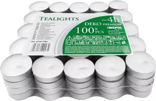 Bispol tea light candles (tealights) 4 h - pack of 100 pcs