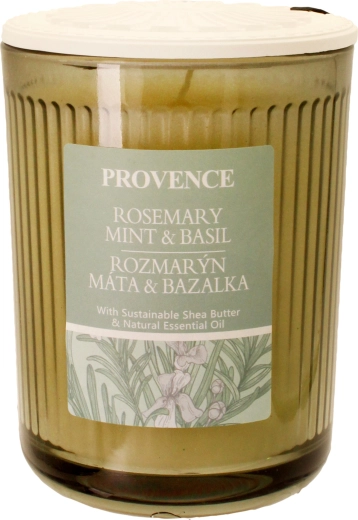 Provence Scented Candle in a Glass Jar with Rosemary, Mint and Basil Fragrance