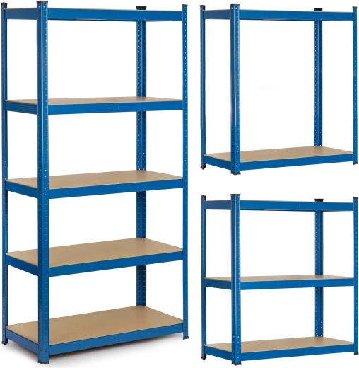Metal shelving unit HUMBERG 180 × 90 × 30 cm, blue, 5 shelves, 875 kg