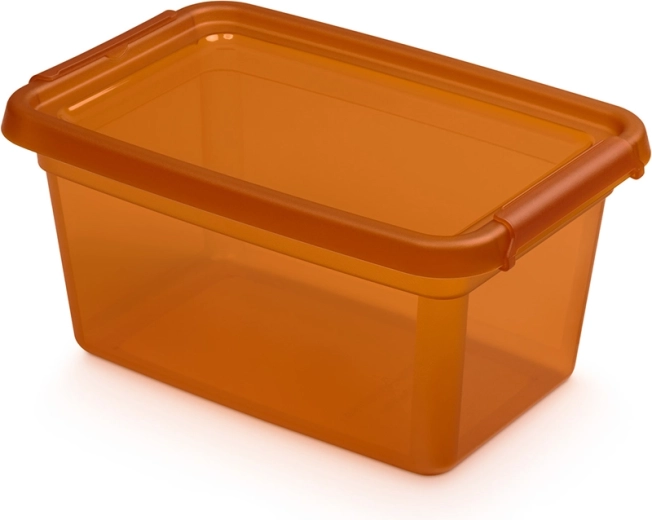Basestore кутия за съхранение с капак и щипки 4,5 l amber