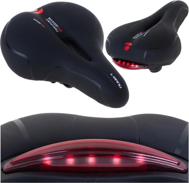 Велосипедна седалка Rallex комфортна с отвор и заден LED светлинен модул
