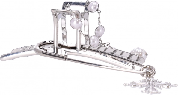 Декоративна шнола за коса със сребърни перли