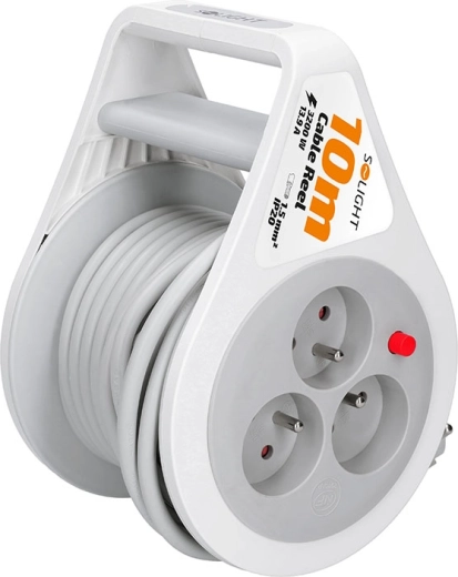 Solight 10 m cable reel extension lead with 3 sockets
