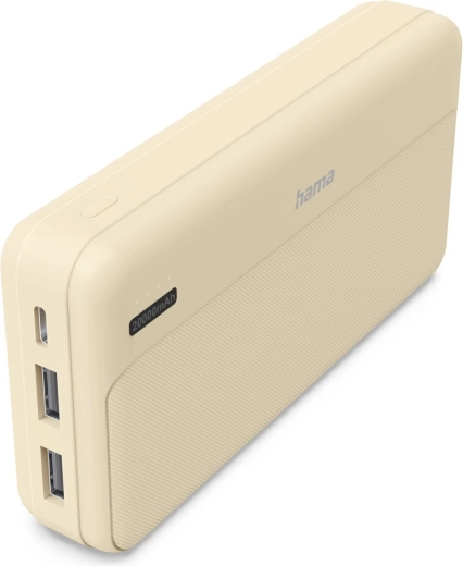 Power bank 20,000 mAh with 2× USB-A, sand