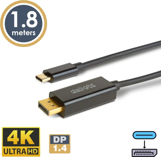 USB-C to DisplayPort 1.4 4K Cable, 1.8 m