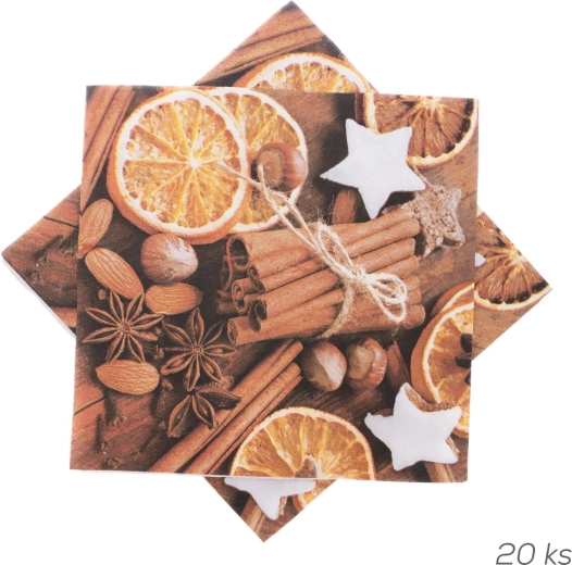 Paper napkins with cinnamon motif 33 × 33 cm, 20 pcs
