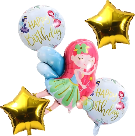 Fairy Birthday Balloon Set, 5 pcs