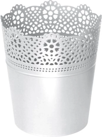 Саксия с дантела LACE 13,5 см бяла