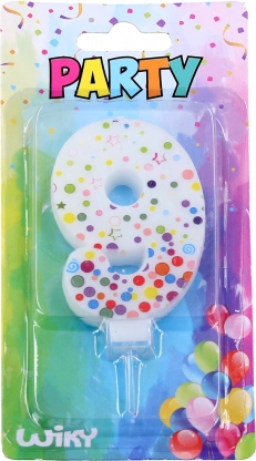 Парти свещ цифра 9 с точки