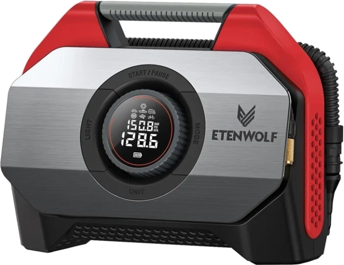 Etenwolf S6 Car Air Compressor with Power Bank 19,200 mAh, 11.03 bar, Red