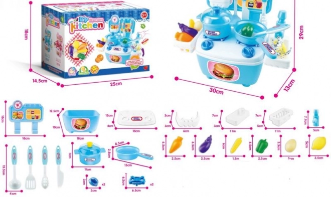 Мини синя кухня за деца