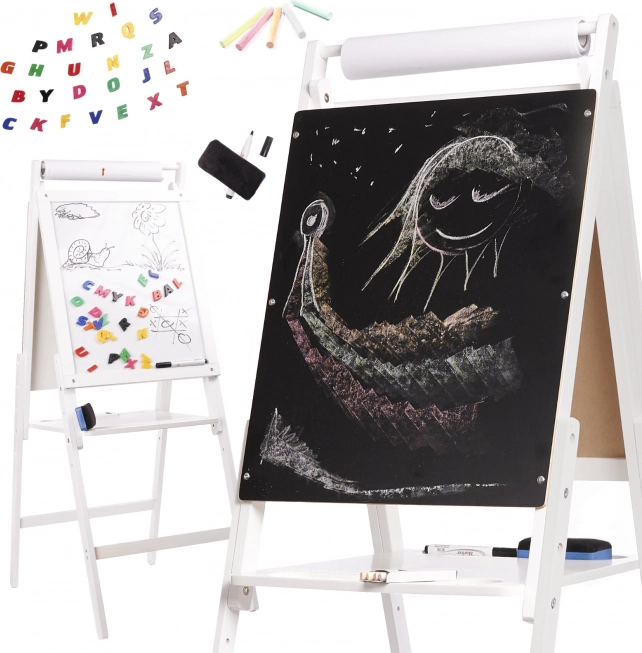 Голяма двустранна магнитна дъска с тебешир