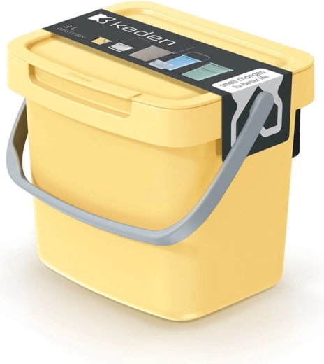 3 L Trash Bin with Light Yellow Lid SYSTEMA Q COLLECT