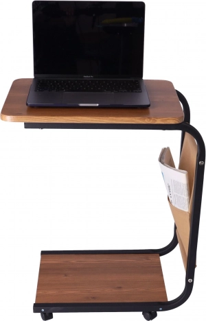 Мобилна помощна масичка на колелца – тъмно дърво