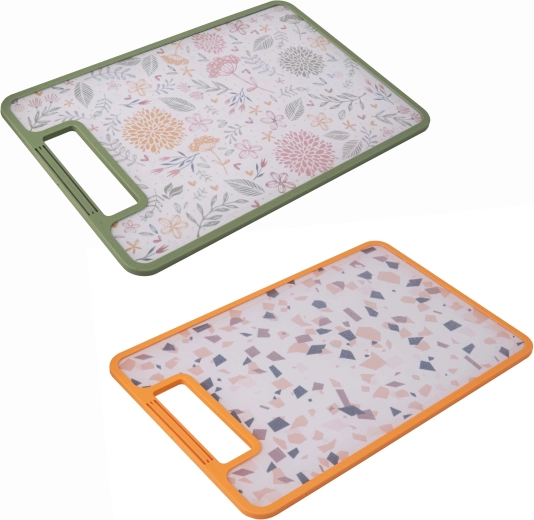 Plastic Cutting Board TORO 29.3 × 19.5 cm, double-sided, non-slip, Botanica Terrazzo decor