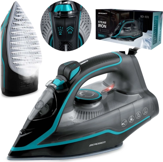 Парна ютия 2600 W с керамична гладеща плоча BERDSEN BD-331