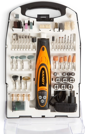 HANDY Cordless Mini Grinder, Drill and Polisher with 112-Piece Set