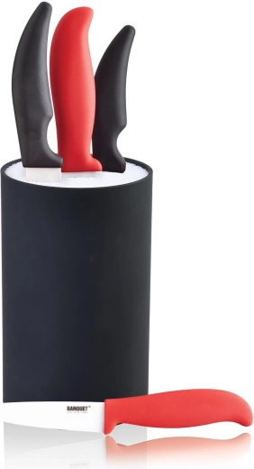 CULINARIA Black Knife Block with Removable Bristle Insert, 18 cm