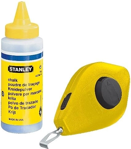 Маркиращ шнур 30 m с прахообразна креда и струнен нивелир STANLEY