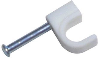 Round cable clips 10 mm, white, 25 pcs