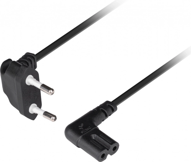 Lanberg захранващ кабел Euro (CEE 7/16) към IEC 320 C7, ъглов, 1,8 m, черен