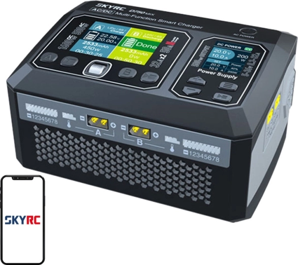 Двуканално AC/DC зарядно SKYRC D750 Mix за моделарски акумулатори