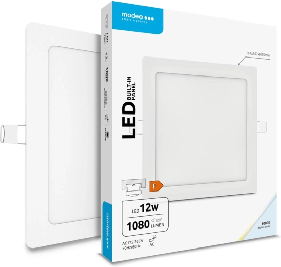 Modee Lighting LED recessed square panel 12 W cool white 1080 lm