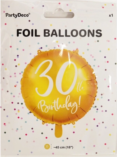 Foil balloon number 30, gold, 45 cm