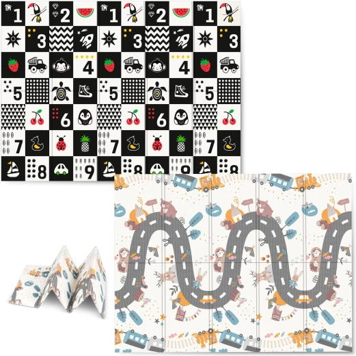 Foldable foam play mat for kids 200 × 150 × 1 cm NUKIDO