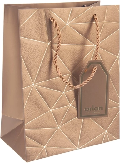 Gift paper bag with gold grid motif 18 × 10 × 23 cm
