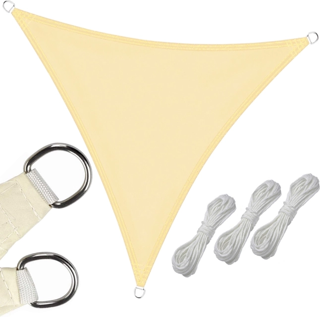 Водоустойчива градинска сенчеста тента триъгълник 3 x 3 x 3 m – кремава