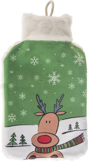 Hot water bottle with polyester cover, reindeer, 1.6 l