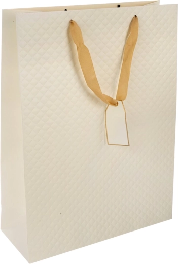 Gift paper bag quilt beige 30 × 12 × 41.5 cm