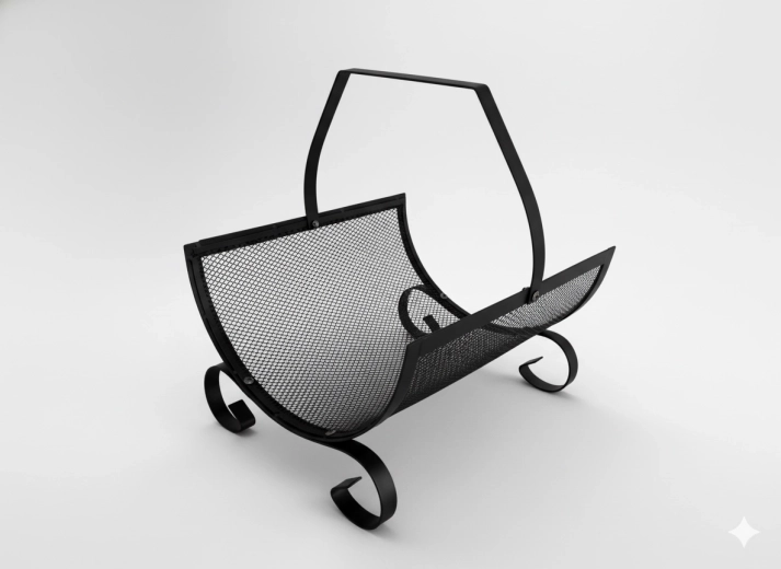 Metal firewood basket with handle 38 × 33 × 38 cm