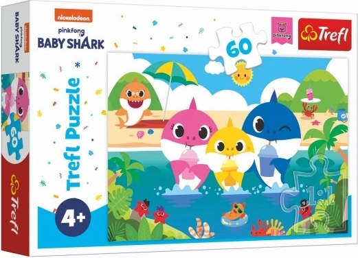 Пъзел Baby Shark – семейство акули на ваканция, 60 части (33 × 22 cm)