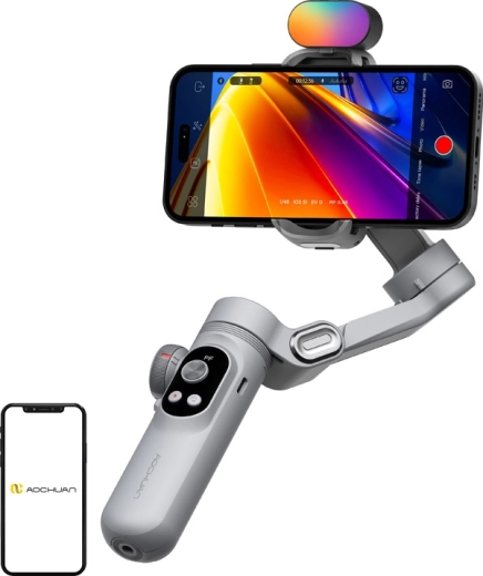 Aochuan Smart X Pro 3-осов стабилизатор за мобилен телефон с RGB светлина (сив)