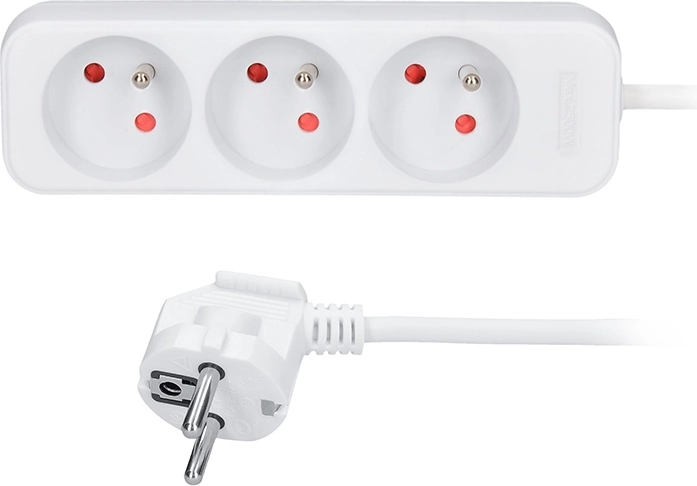 Solight удължител с 3 контакта, 7 м, бял